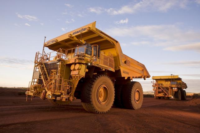 Undated handout photo of autonomous haulage trucks operating at a mine in the Pilbara area of Western Australia