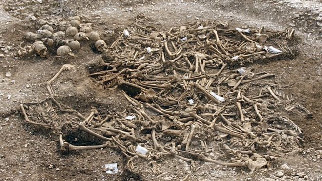 A viking burial pit was found on a construction site. 