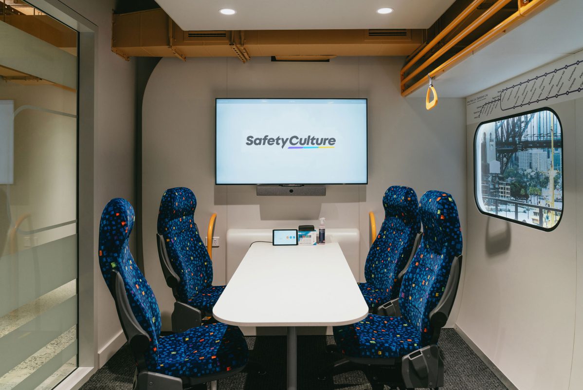 Sydney Trains customer-themed meeting room in SafetyCulture office